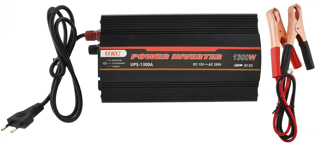 Перетворювач напруги з 12 на 220 вольтів потужністю 1300 Вт UPS-1300A UKC, заряджання для АКБ, інвертор 12-220 В