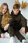 Дитячий флісовий спортивний костюм зимовий хакі Комплект оверсайз Худі + Штани на зиму, фото 7