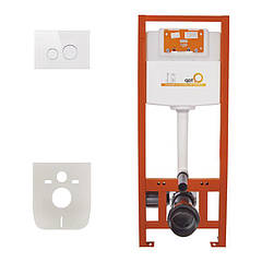 Інсталяція для унітазу Q-tap Nest комплект 4 в 1 з панеллю змиву PL M11GLWHI