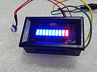Индикатор уровня топлива, электронный указатель прямоугольный, врезной, универсальный, синяя подсветка