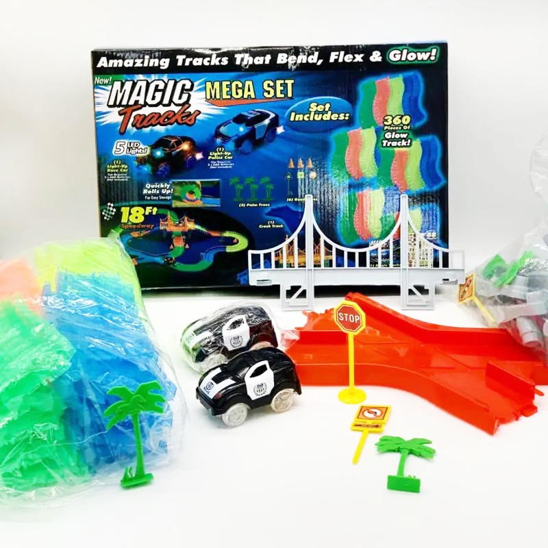Конструктор Magic Tracks 360 деталей Mega Set Поліцейські машини, фото 1