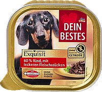 Вологий корм для собак з яловичиною Dein Bestes Nassfutter Hund mit Rind, Exquisit, 300 g