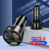 Зарядний пристрій в прикуриаатель на 3 USB 12-24 в QC 3.0 Quick Charge швидка зарядка