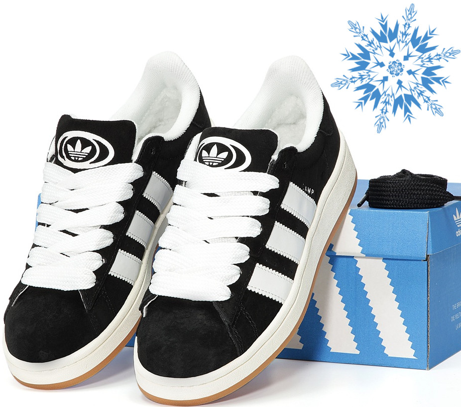 Женские зимние кроссовки Adidas Campus с мехом теплые повседневные ...