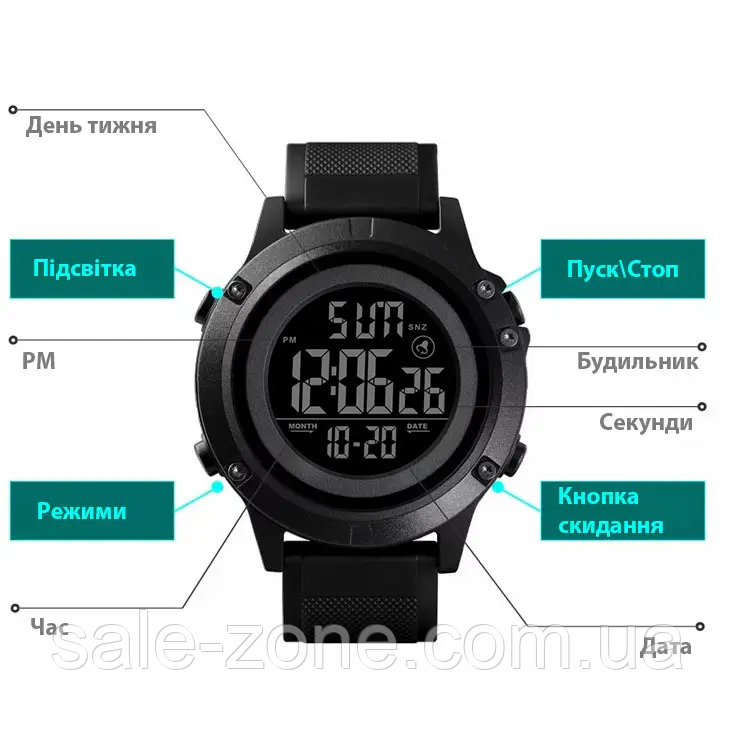 Мужские спортивные наручные часы Skmei 1508 (Черный с черным циферблатом) - фото 6 - id-p2040164745