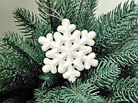 Новогодний декор "Снежинка", d-7 см, цвет белый, 1шт.