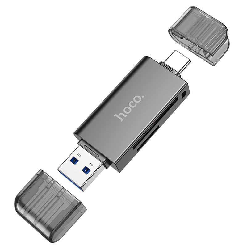 Картридер Hoco HB39 USB/Type-C 3.0 high-speed card reader Metal gray