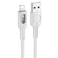 Дата кабель Hoco U120 Transparent explore intelligent power-off USB to Lightning (1.2m) Gray