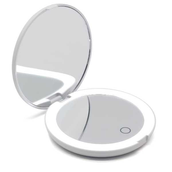 Дзеркало кругле з LED-підсвіткою Portable Rechargeable Біле, фото 1