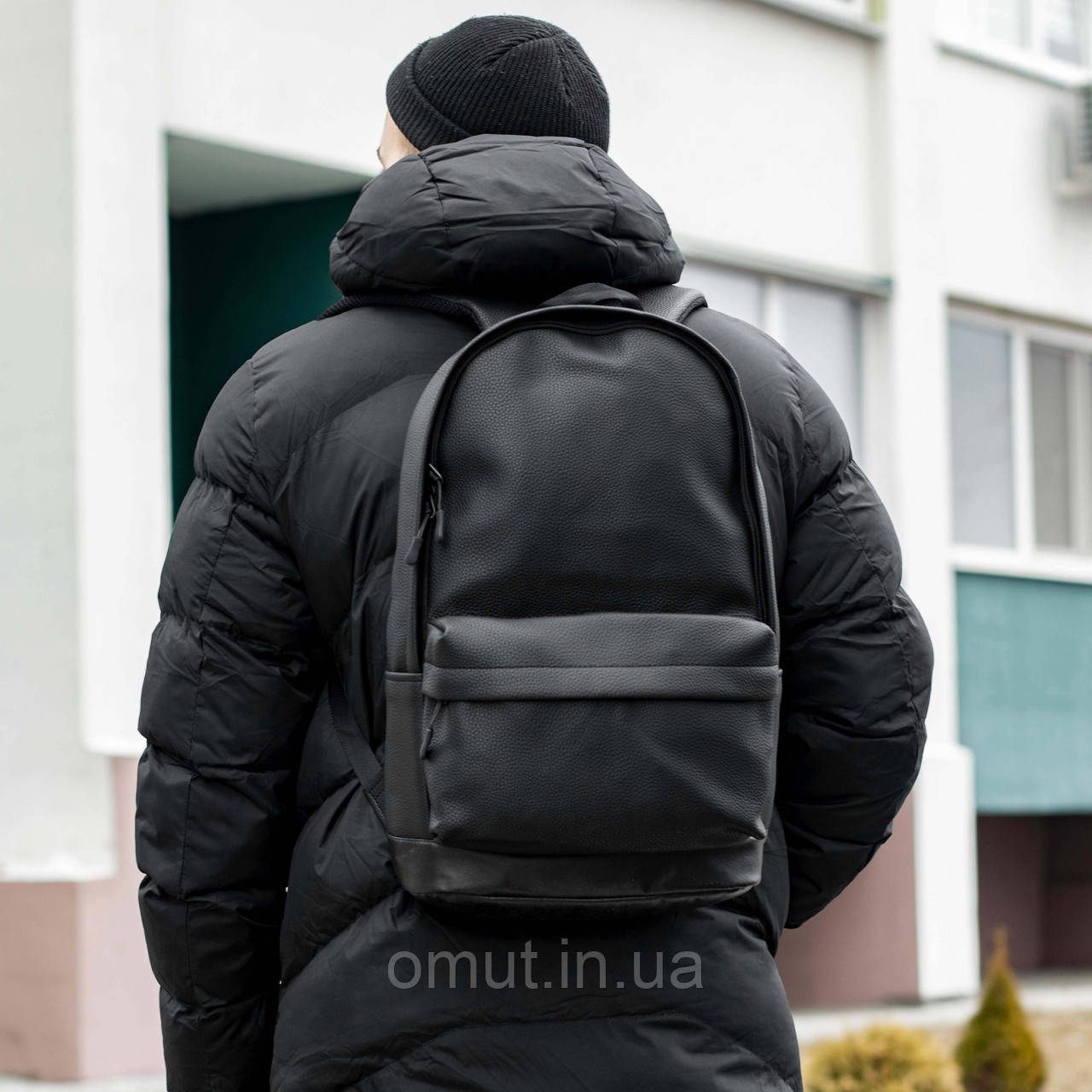 Чоловічий рюкзак з екошкіри чорний міський якісний повсякденний шкіряний, фото 1