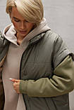 Куртка-жилетка тепла жіноча оверсайз 42-44 хакі, фото 2