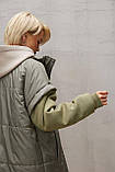 Куртка-жилетка тепла жіноча оверсайз 42-44 хакі, фото 6