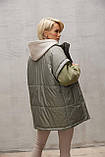 Куртка-жилетка тепла жіноча оверсайз 42-44 хакі, фото 4
