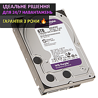HDD 6TB жорсткий диск для відеоспостереження WD Purple WD64PURZ HDD диск на 6 ТБ SATA для відеореєстратора, відеонагляду