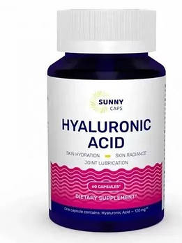 Гіалуронова кислота, Hyaluronic Acid Powerfull, Sunny Caps, 120 мг, 60 капсул
