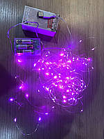 Новорічна гірлянда рожева 100 ламп USB + батарейки Капля роси