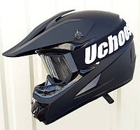 Мото шлем Pit Bicke Эндуро Квадроцикл Black матовый с очками в комплекте