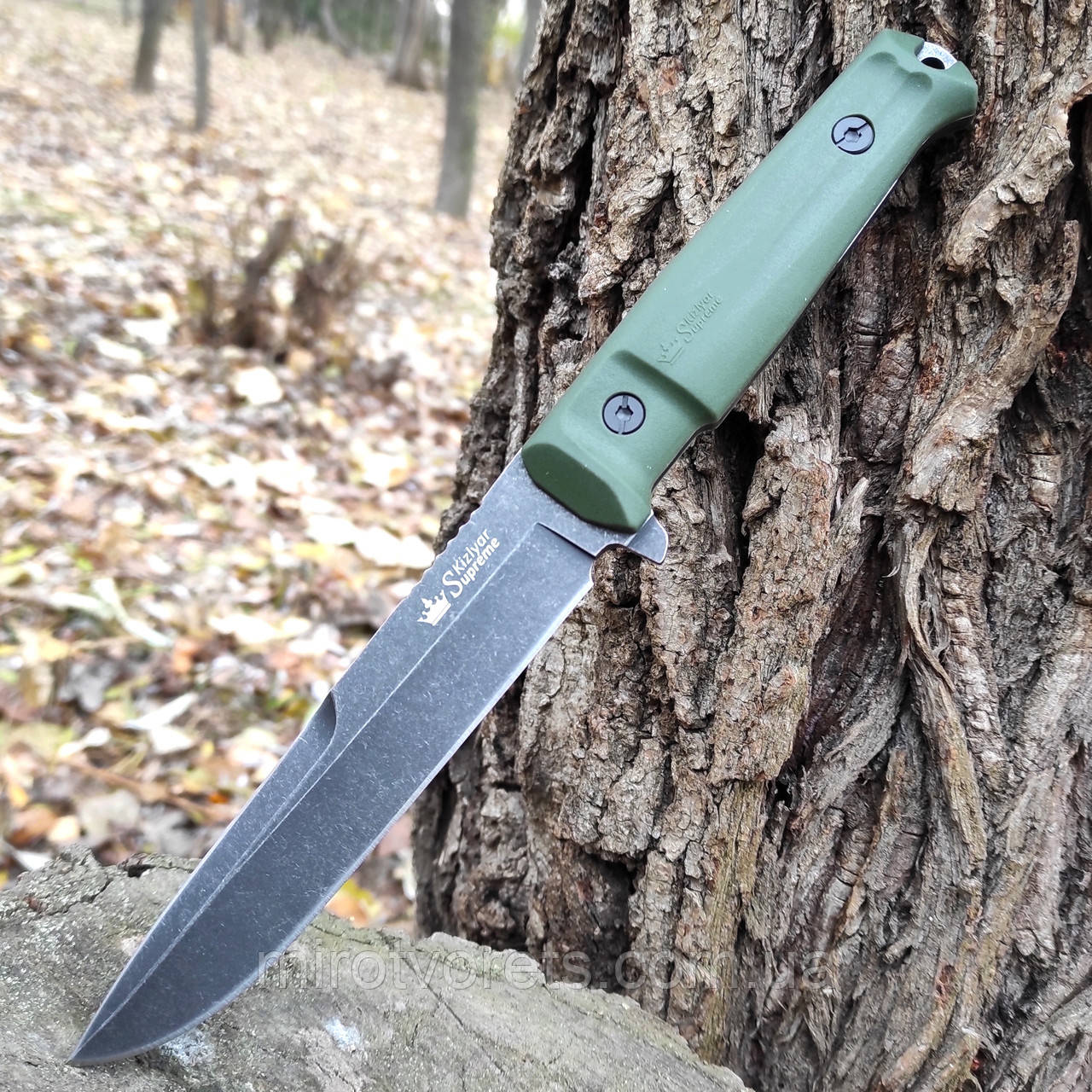 Ніж нескладний Kizlyar Supreme Alpha AUS-8, еластрон, стоунвош, фото 1