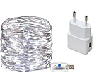Гірлянда 100 led нитка довжина 10м c USB для 5v, powerbank White крапля роси, фото 4