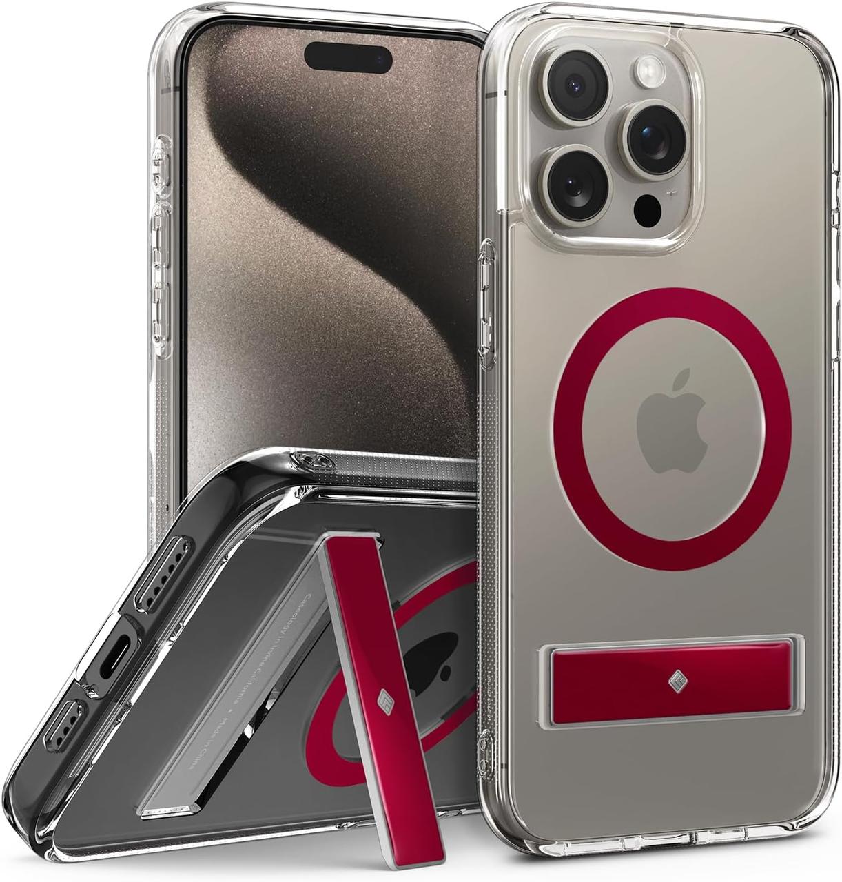Чохол Caseology Capella Mag Kickstand Clear Red для iPhone 15 Pro ACS07090