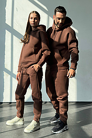 Теплый спортивный костюм качественная тринитка на флисе 44-56 размеры разные цвета коричневый