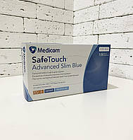 Нітрилові рукавички Medicom SafeTouch Advanced Slim Blue, розмір ХS, блакитні, 100 шт УЦІНКА