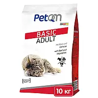 Сухой корм для PetQM Cats Basic with Beef&Vegetables, с говядиной и овощами, 10 кг