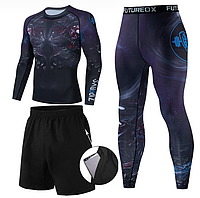 Компрессионная одежда для спорта /комплект для единоборств ММА/Комплект для тренировок 3в1\одежда для борьбы