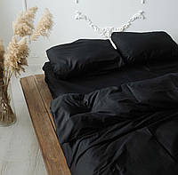 Однотонное постельное белье из бязи. Черный, полутораспальный.