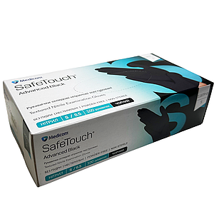 Перчатки нитриловые без талька Medicom Advanced Black 1187P-B 100 шт, черные S 3.3 г