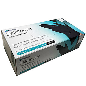 Перчатки нитриловые без талька Medicom Advanced Black 1187P-C 100 шт, черные М 3.3 г