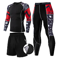 Компрессионная одежда для спорта /комплект для единоборств ММА/Комплект для тренировок 3в1\одежда для борьбы