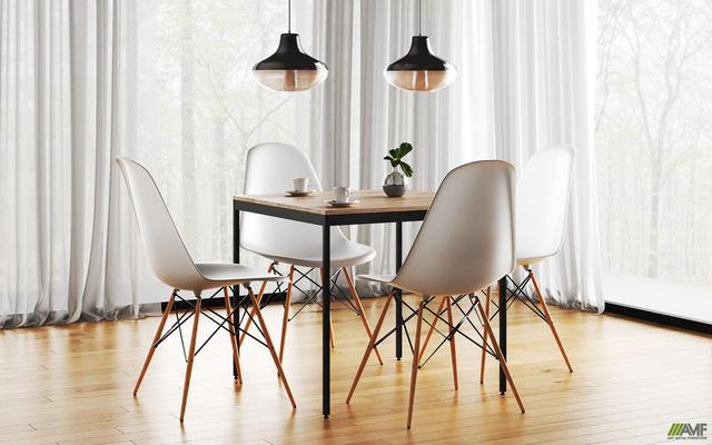 Обеденный стол Турин квадратный 800х800 мм с пластиковыми стульями