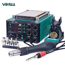 Паяльна станція 3 в 1 YIHUA 853AAA-I / фен / паяльник / сепаратор / LED дисплей / USB / 1180 Вт, фото 2