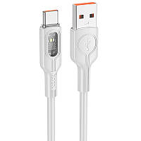 Дата кабель Hoco U120 Transparent explore intelligent power-off USB to Type-C 5A (1.2m)