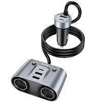 АЗУ Hoco Z51 Establisher 147W(2C3A) 2-in-1 cigarette lighter car charger