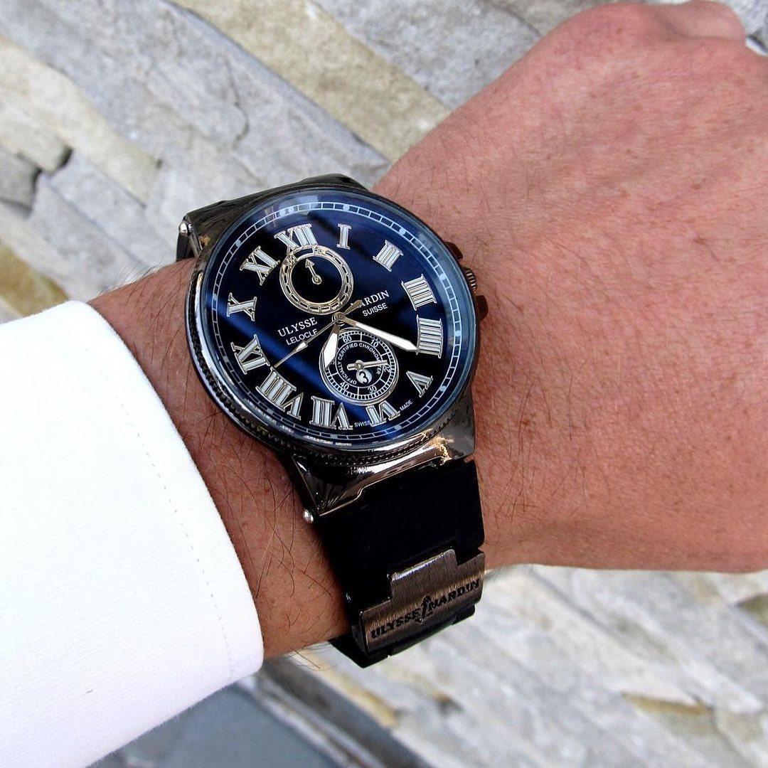 Мужские наручные часы Ulysse Nardin черные, часы для мужчин в подарочной коробке - фото 10 - id-p2040276265