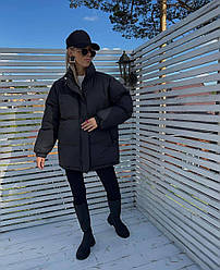 Жіноча стильна куртка пуховик стьобана легка зимова куртка тепла на підкладці синтепон 250 без капюшона