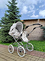 Детская коляска-трансформер Eichhorn Combination Stroller Белая/Серебристо-серая Белые колеса