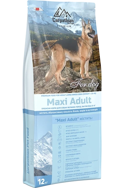 Сухий корм для собак Carpathian Pet Food Maxi Adult 12 кг для дорослих собак.