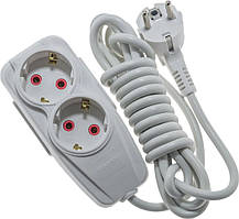 Подовжувач Quantum 2 поста  із заземленням білий 2м (3*1,0)