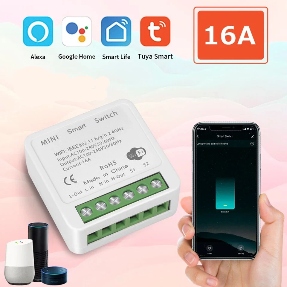 Дистанційний бездротовий Smart перемикач WiFi Tuya 220В 16А Розумний будинок