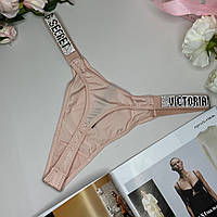 Трусики стринги женские Victoria's Secret розовые, Женские стринги Виктория Сикрет с блестящими камнями