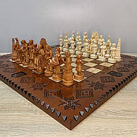 Шахматный набор: доска "Звезда жизни" из ясеня и фигуры "Игра Престолов" . Ручная работа
