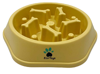 Миска EcoToys для медленного кормления собак желтая 24х17х5 см