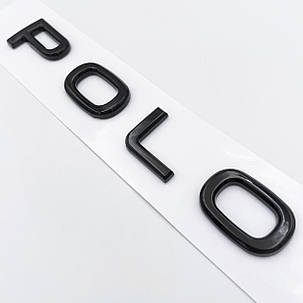 Емблема напис POLO VW (Фольцваген) NEW type - Чорний глянець 155x20 мм, фото 1