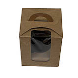Коробка на 1 капкейк, крафт, з вікном, 90*90*110, фото 3