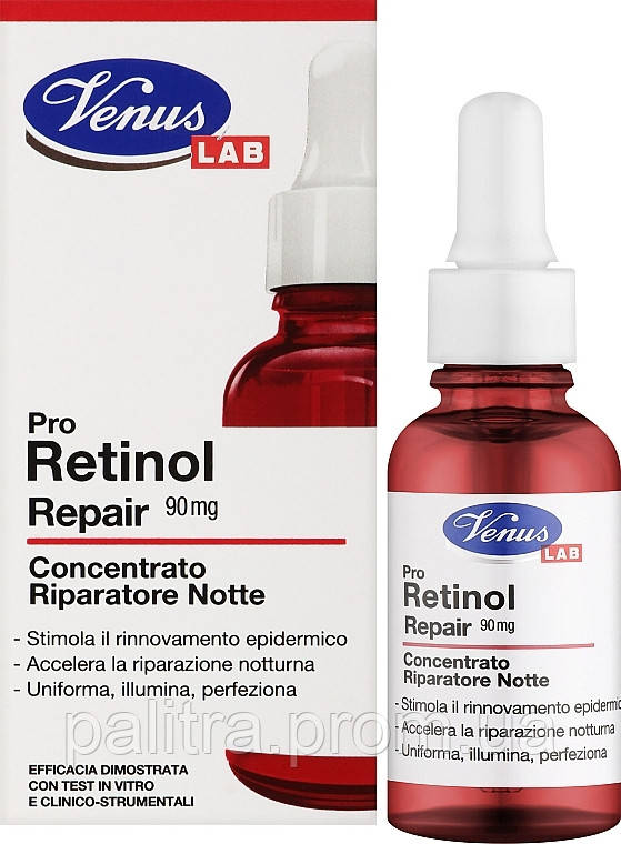 Нічний концентрат для відновлення шкіри обличчя з ретинолом Venus Pro Retinol Repair Night 30 мл