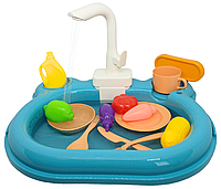 Мийка іграшкова з циркуляцією води дитяча з краном фруктами та посудом набір для гри з водою Dream Play Pool