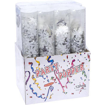 Хлоповка Конфетті у вигляді Білих Сніжинок із пневматичним поворотом 30 см 6106-38 в упаковці 12 шт